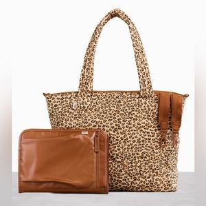 BEIS x Elsa Hosk Quilted Tote Diaper Bag in Wild Child Animal Print